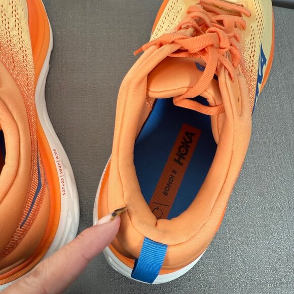 Hoka One Men's Bondi 8 Running Sneaker Shoes 13D  Orange Athleisure Comfort - Picture 10 of 14